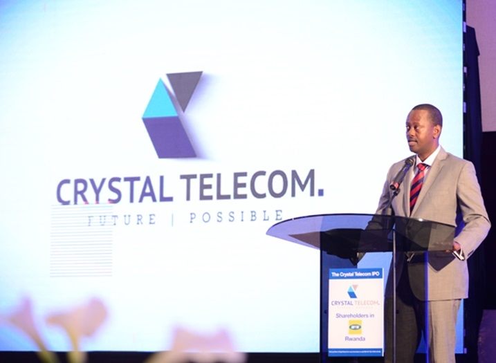 Jack Kayonga, umuyobozi wa Crystal Telecom ubwo bashyiraga imigabane yabo ku isoko mu kwezi kwa Gatandatu.
