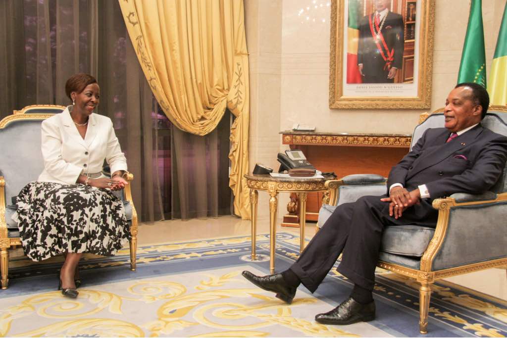 Mushikiwabo yakurikijeho kugirana ibiganiro na Perezida wa Congo - Brazzaville Denis Sassou Nguesso