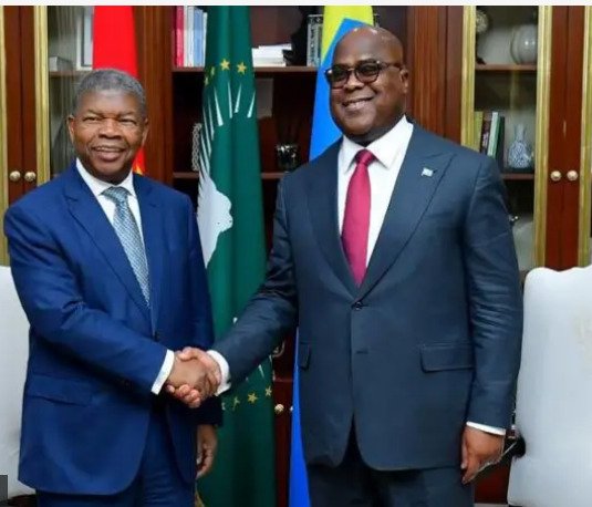 Perezida Félix Tshisekedi wa DRC na mugenzi we João Lourenço wa Angola bagiranye ibiganiro byihariye ku bibazo by