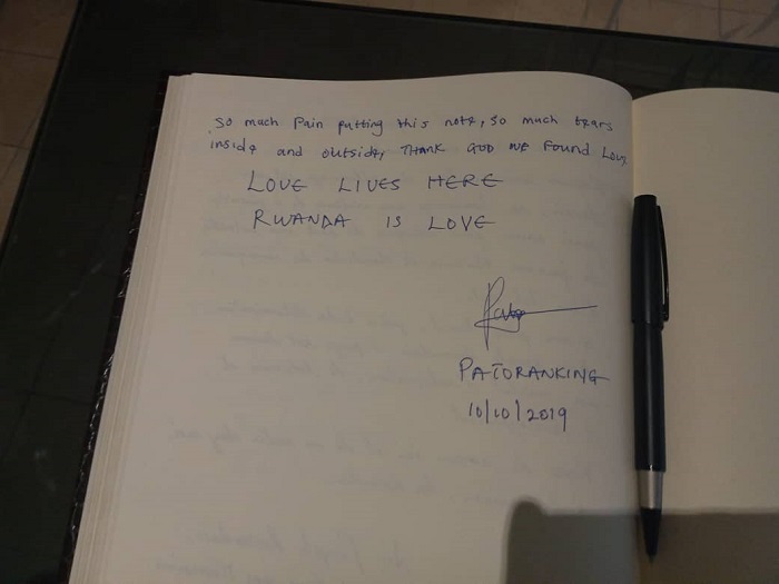 Mu butumwa Patoranking yanditse, yagaragaje ko mu Rwanda ubu hari urukundo n'ubwo habaye Jenoside yakorewe Abatutsi