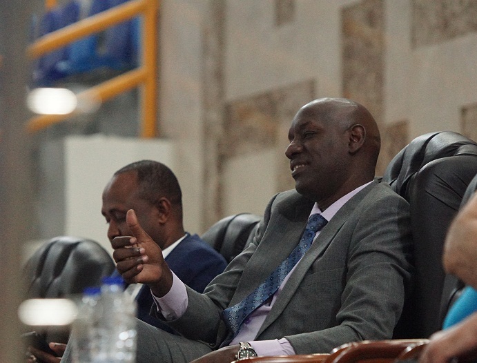 LT Colonel Frank Bakunzi ushinzwe ubuhahirane mu bya gisirikare muri Ambasade ya Misiri warebye uyu mukino yishimiraga uko ikipe y'u Rwanda yari irimo kwitwara