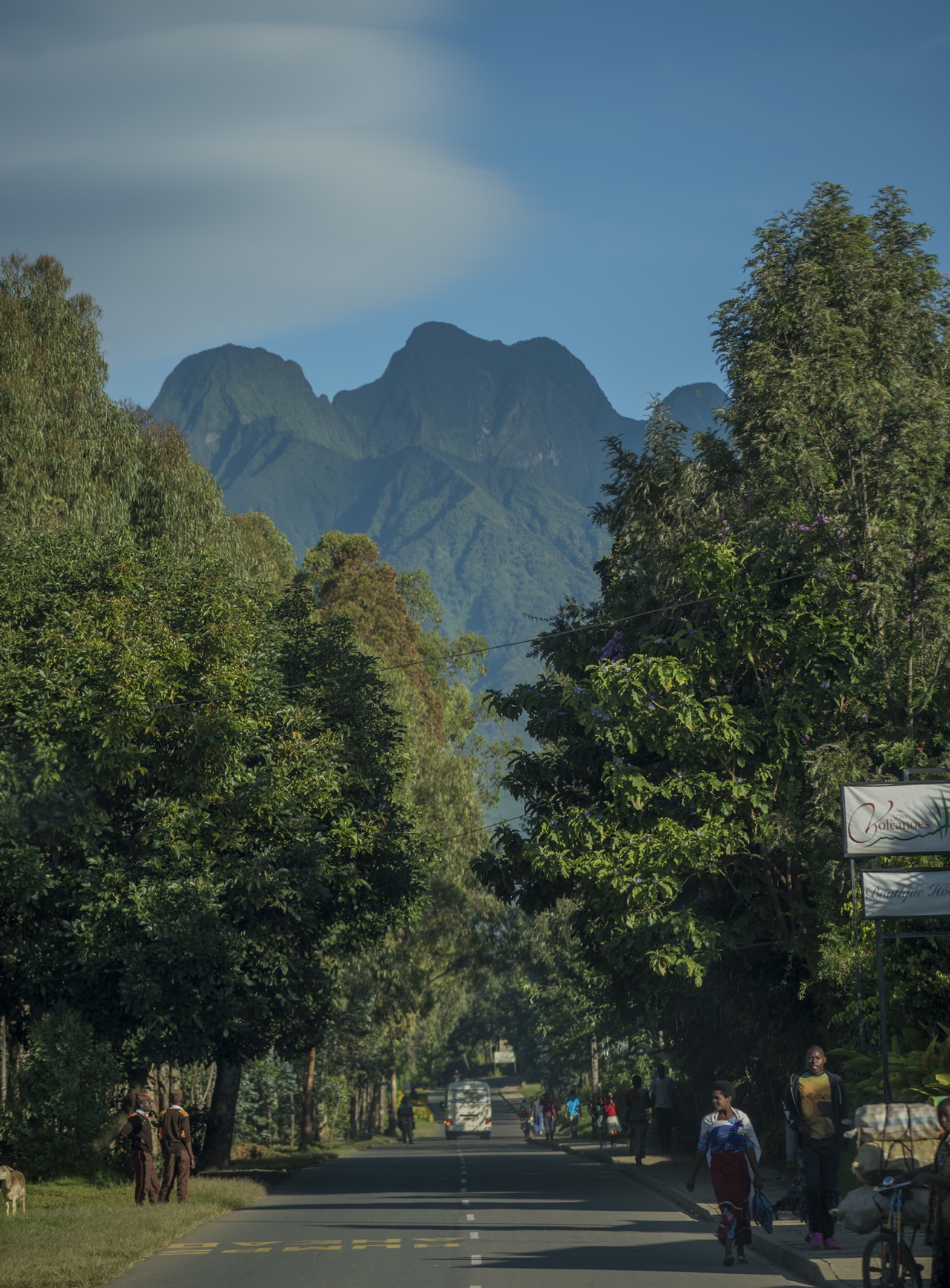 Umuhanda wa Musanze werekeza Kinigi iyo uwugezemo uba utangiye urugendo rugana mu Birunga