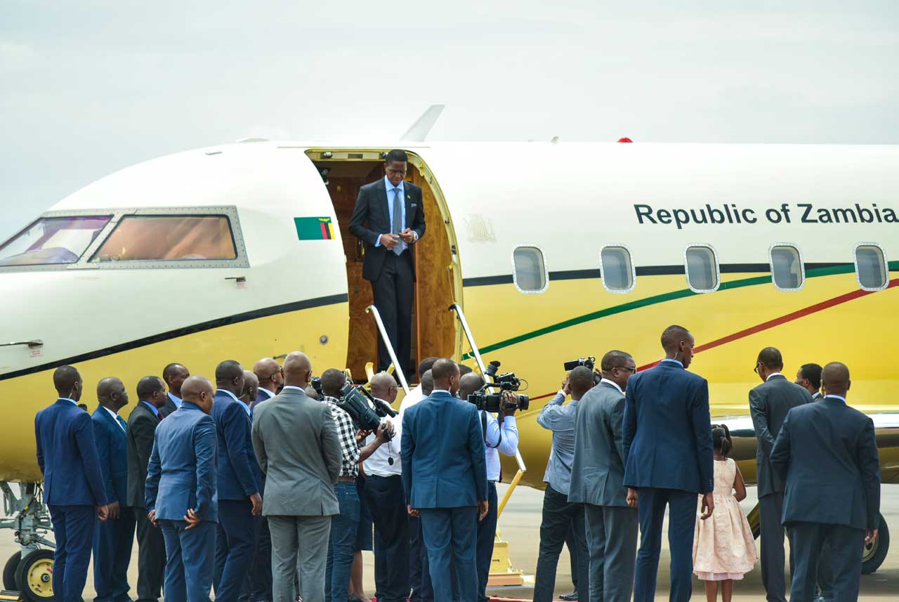 Perezida Lungu yageze mu Rwanda ahagana ku isaha y'isaa Tanu n'igice