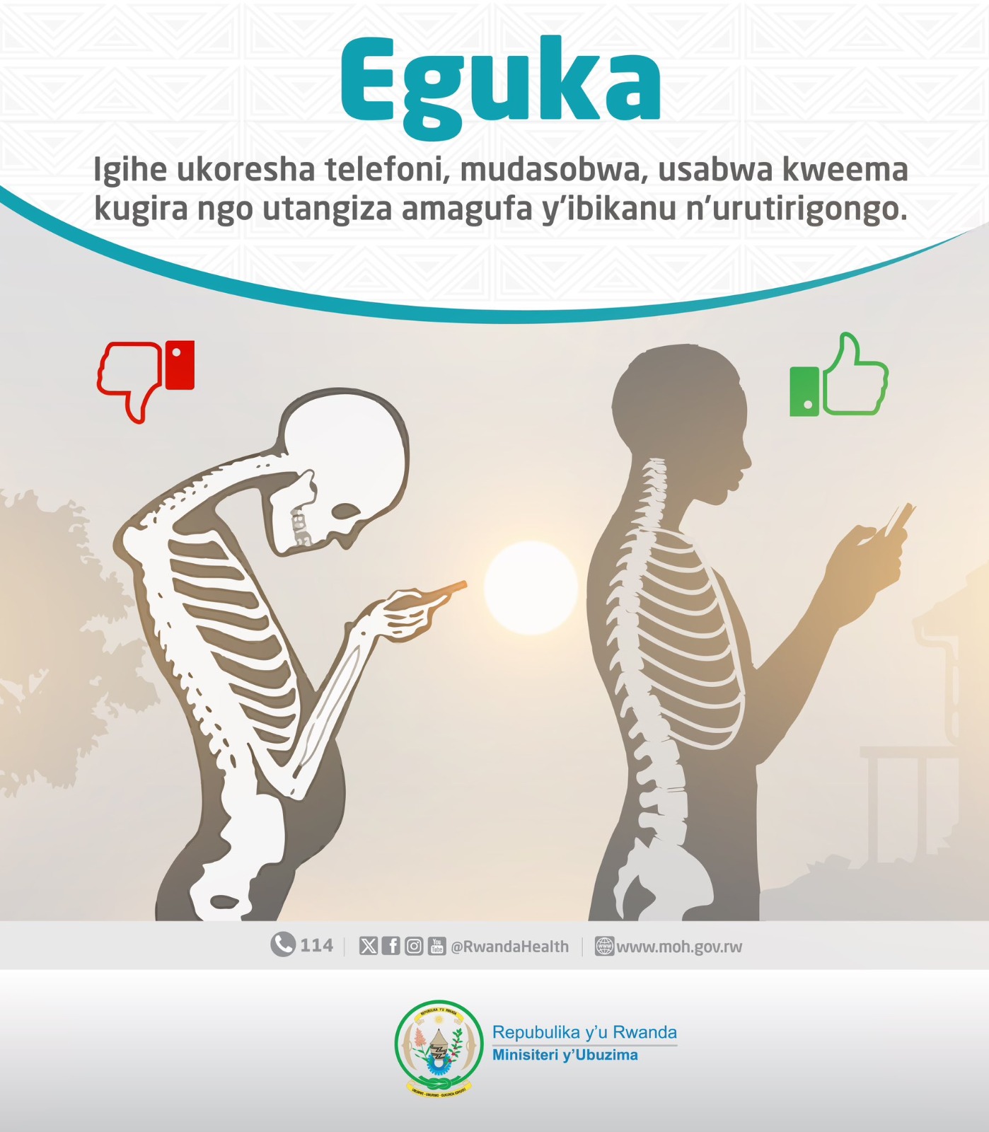 Eguka, wikoresha telefone wunamye