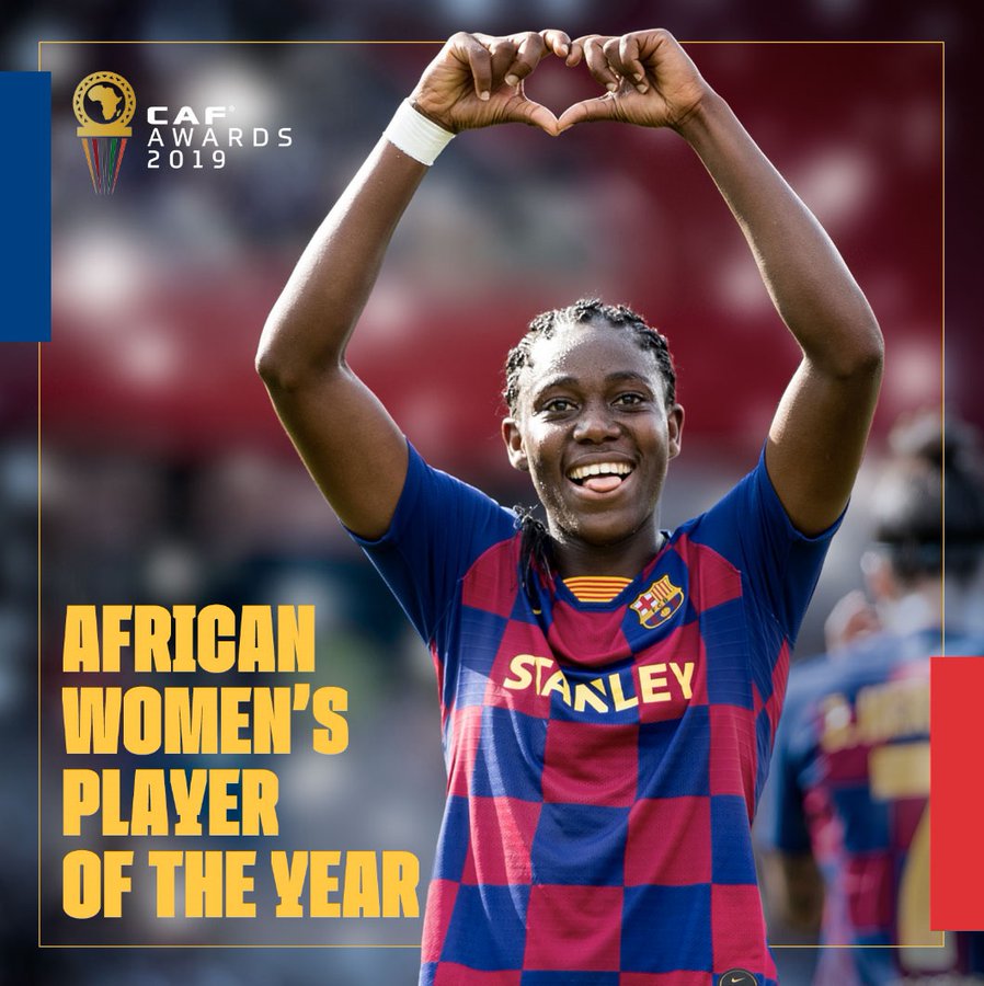 Asisat Oshoala wa FC Barcelone na Nigeria yabaye umukinnyi w'umwaka mu bagore