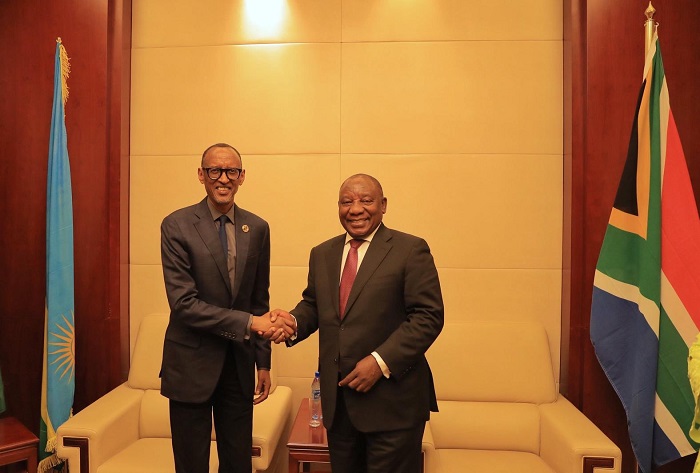 Perezida Kagame yahuye na Ramaphosa wa Afurika y'Epfo