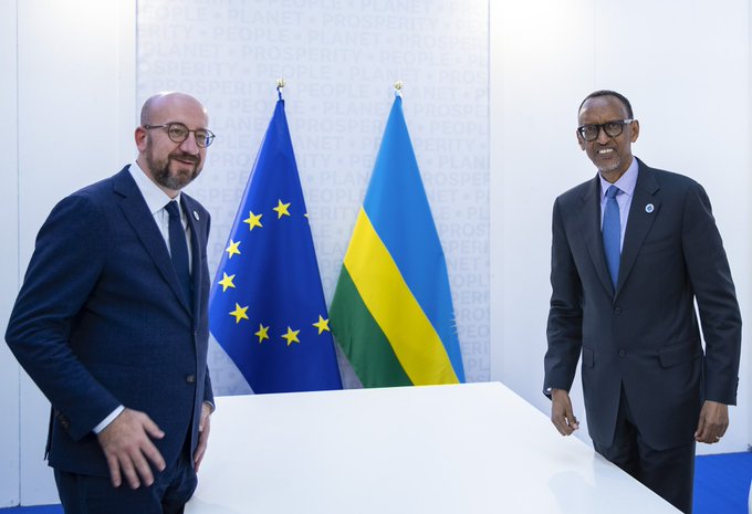 Perezida Kagame ari kumwe na Charles Michel, Perezida wa EU