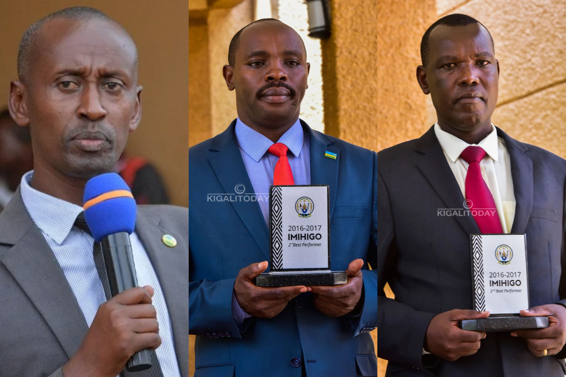 Rwamulangwa Stephen (ibumoso), Jean Damascène Habyarimana (hagati) na Kayiranga Muzuka Eugene (iburyo)