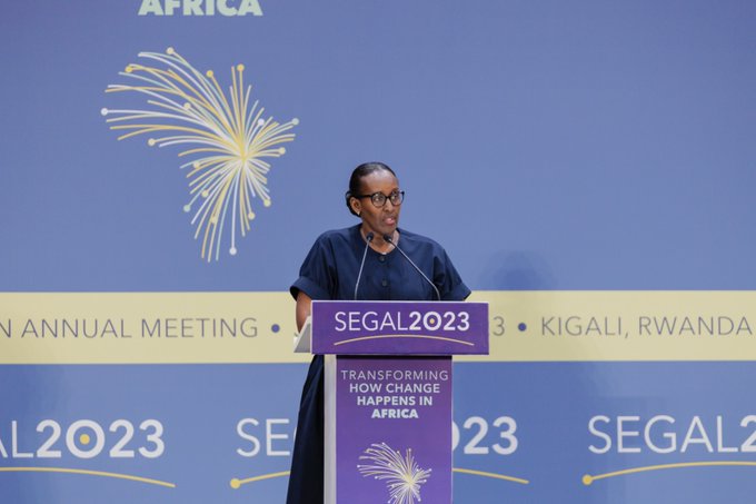 Madamu Jeannette Kagame aganiriza abitabiriye iyo nama