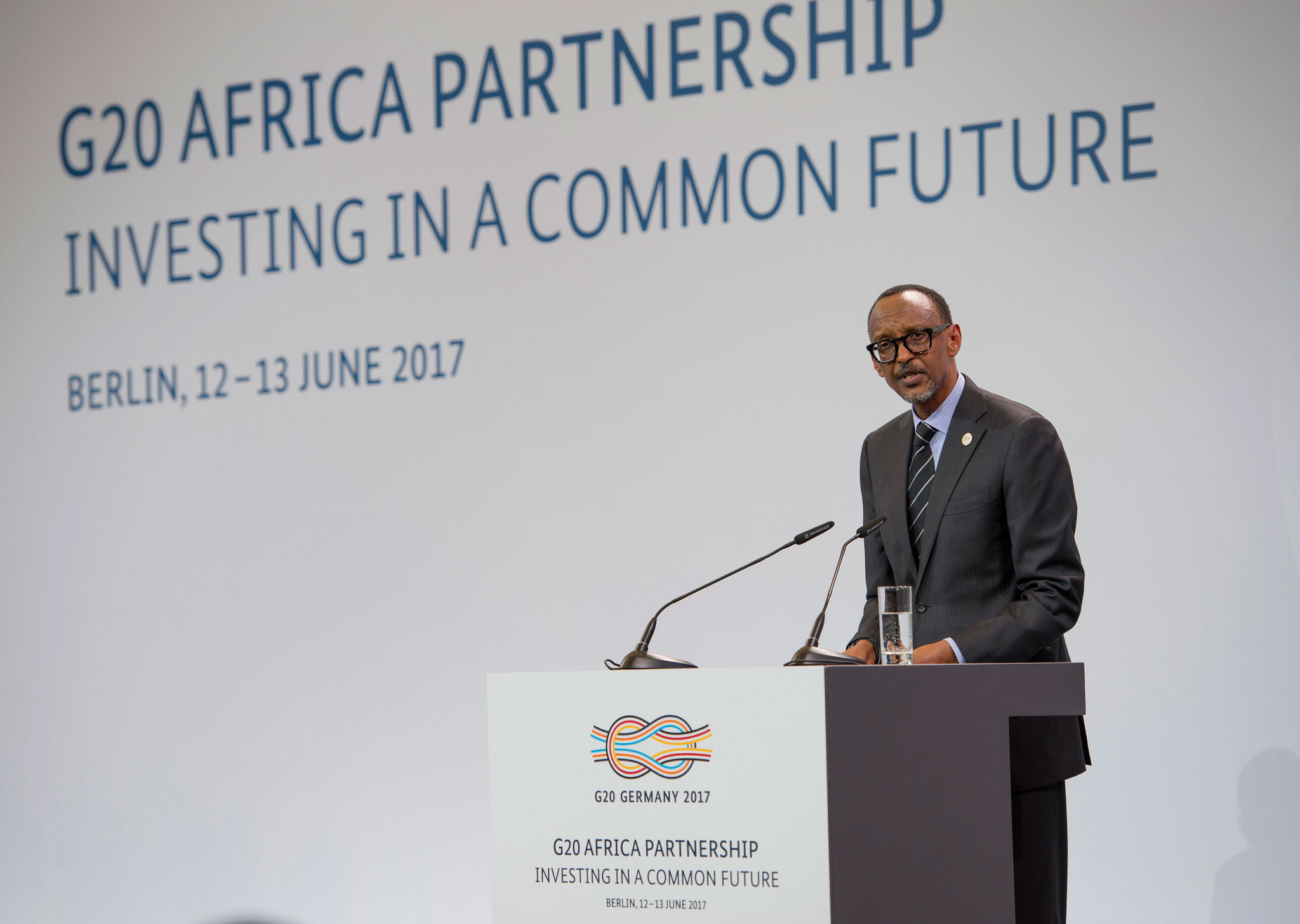 Perezida Kagame ageza ijambo ku bitabiriye inama ya G20 mu Budage
