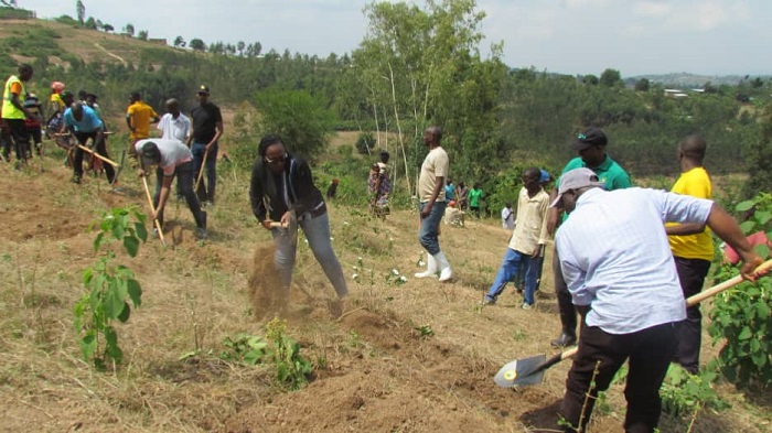 Guverineri Gasana n'Umunyamabanga wa Leta muri MINALOC bakoreye umuganda i Bugesera