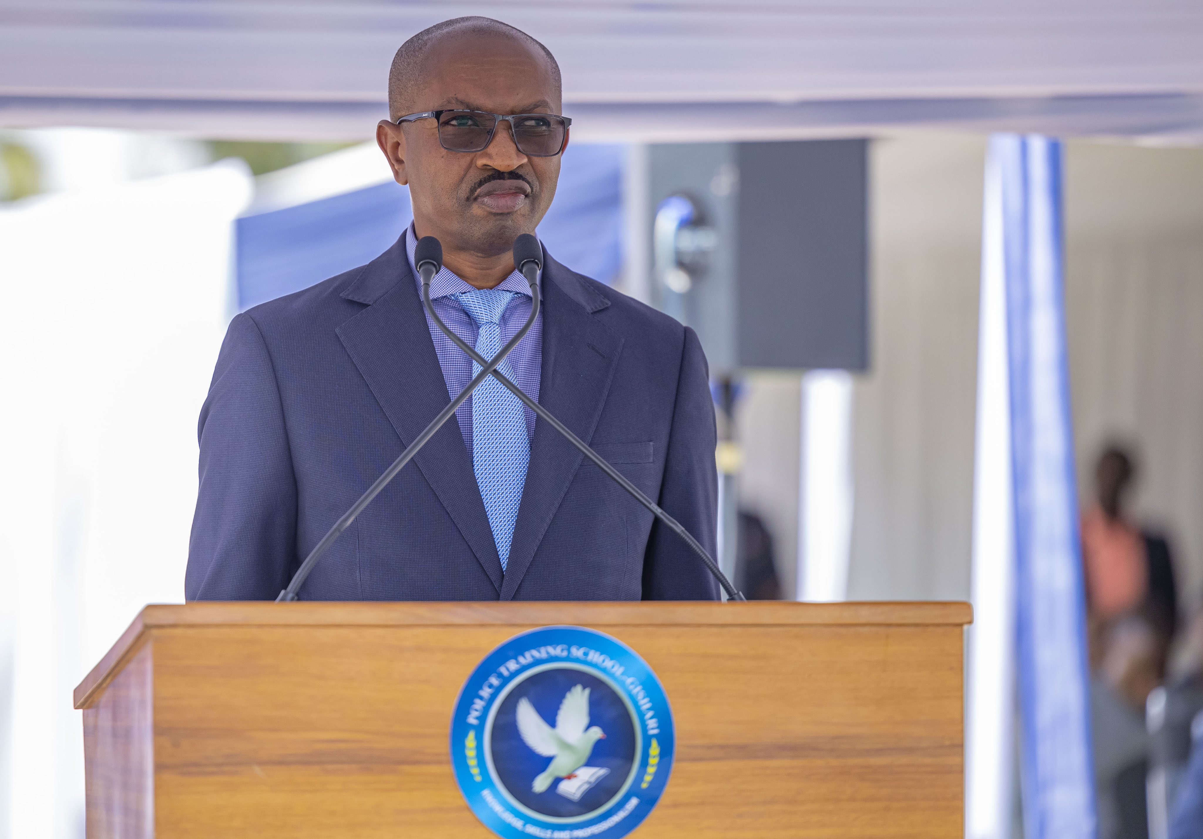 Minisitiri w'Umutekano mu Gihugu, Alfred Gasana ageza ijambo ku bitabiriye icyo gikorwa