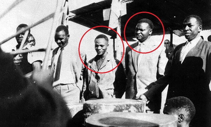 Grégoire Kayibanda na Dominique Mbonyumutwa, bamwe mu bashinze Ishyaka PARMEHUTU