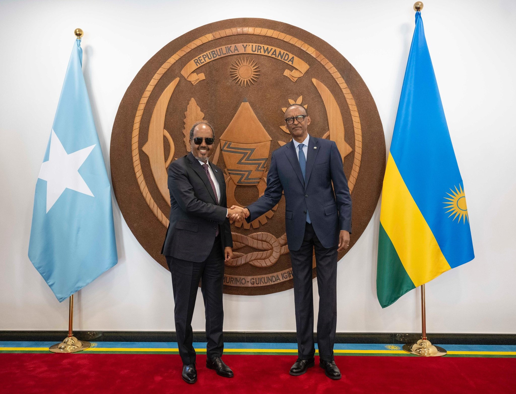 Perezida Kagame yakiriye mugenzi we Sheikh Hassan Mohamud wa Somalia
