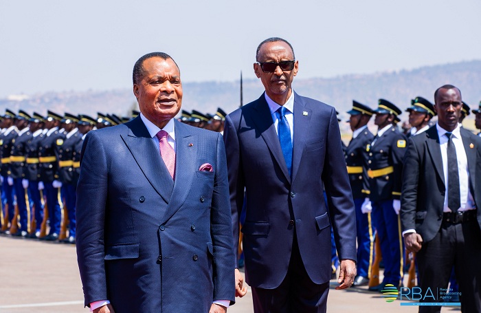 Perezida Denis Sassou Nguesso yakiriwe na mugenzi we Perezida Paul Kagame