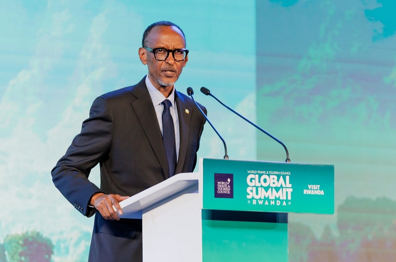 Perezida Kagame ageza ijambo ku bitabiriye WTTC