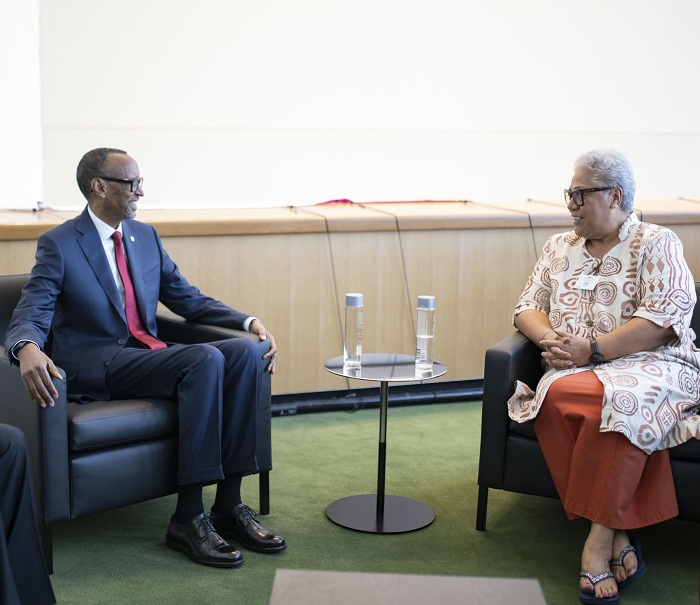 Perezida Kagame na Minisitiri w'Intebe wa Samoa, Fiamē Naomi Mataʻafa of Samoa