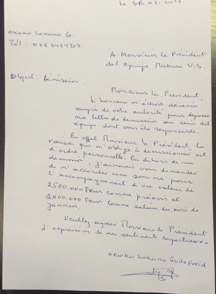 Ibaruwa Okoko yanditse asezera muri Mukura