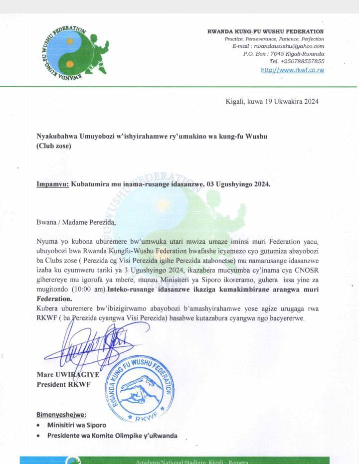 Ibaruwa yatumiraga abanyamuryango mu nteko rusange idasanzwe tariki 3 Ugushyingo 2024 ariko yabuze abantu