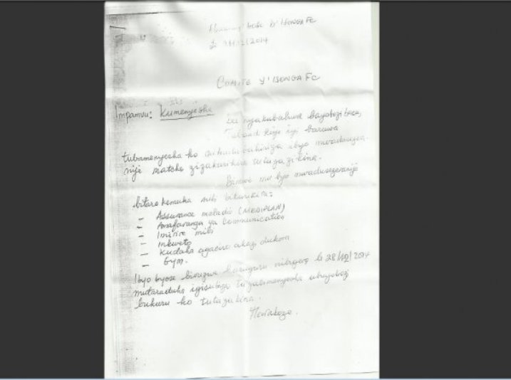 Abakinnyi bari bandikiye ibaruwa ubuyobozi