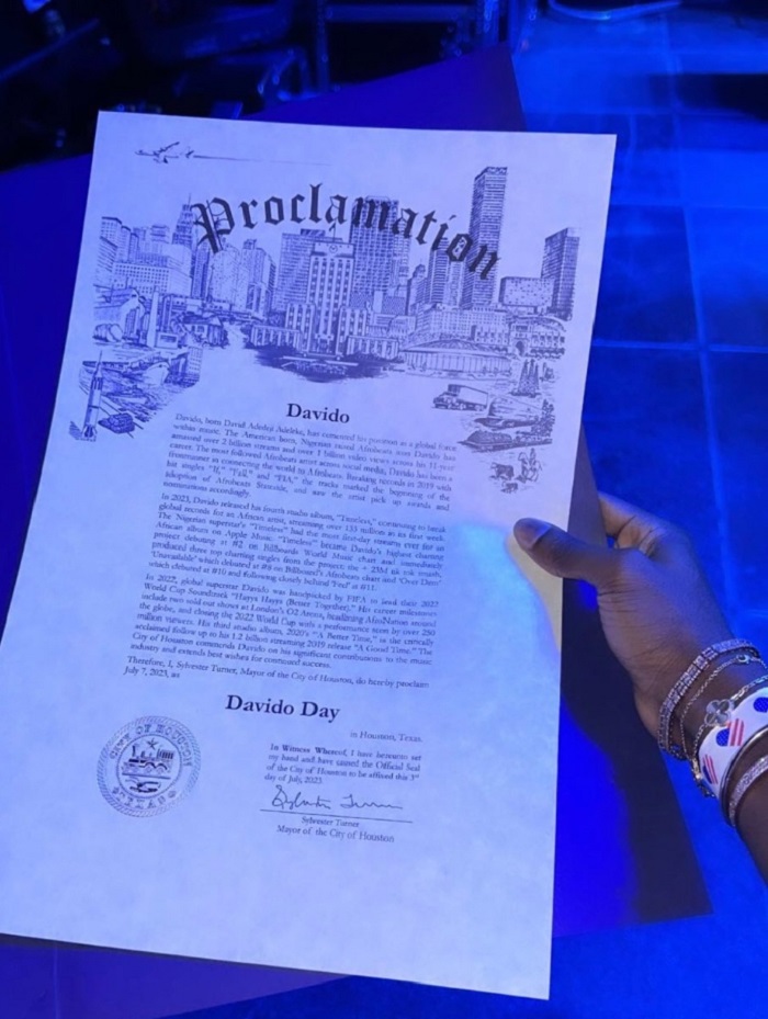 ibaruwa ihamya umunsi wahariye Davido