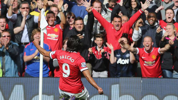 Ibyishimo byari byinshi kuri Old Trafford nyuma yuko Falcao atsinze igitego cya 2 kigasubiza Manchester United muri big four.