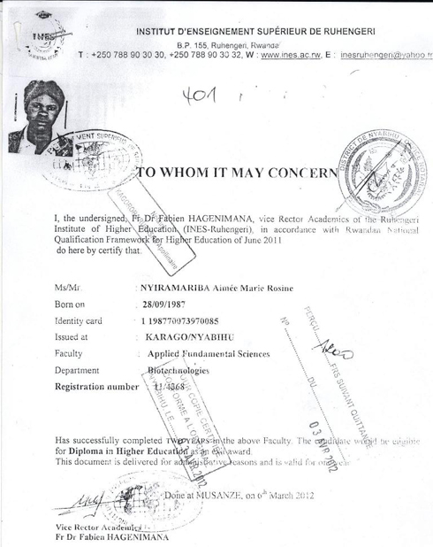 Icyangombwa Nyiramariba yakoreshaga.