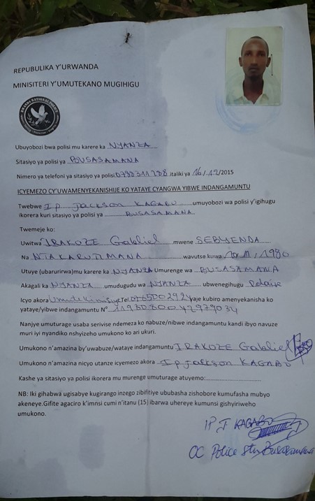 Icyangombwa cye bamusanganye