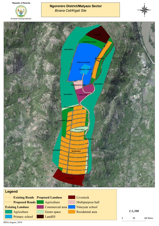 Igishushanyo kigaragaza ahazubwa uwo mudugudu ku gasozi kitwa Kigali