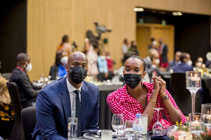 Ange Kagame n'umugabo we Bertrand Ndengeyingoma na bo bitabiriye ibi birori