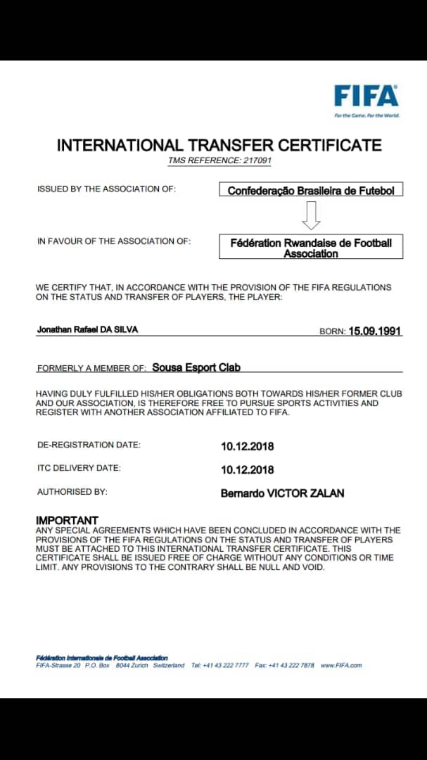 ITC yaturutse muri FIFA ubu yageze muri FERWAFA