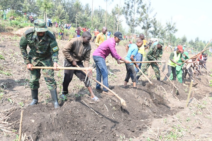 Abaturage ba Mimuli bifatanyije n'Umuyobozi w'Akarere ka Nyagatare mu gucukura imirwanyasuri 