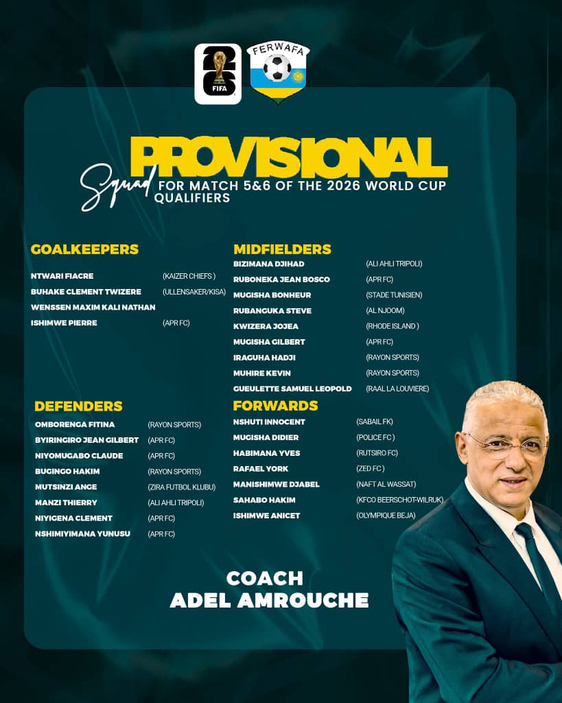 Abakinnyi bose bahamagawe n'umutoza Adel Amrouche 