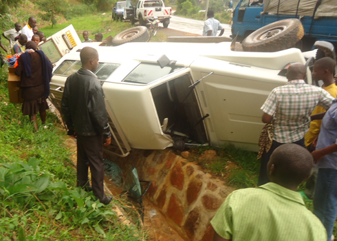 Ahantu imodoka yahirimye ntabwo hateye nabi.