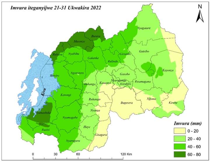 Ikarita igaragaza uko imvura izagwa