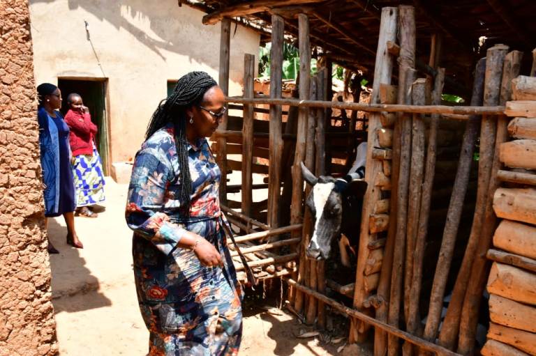 Minisitiri Assoumpta Ingabire yasuye abageze mu zabukuru bahawe amafanga ya Give Directly,bakayauramo inka banavugurura inzu batuyemo