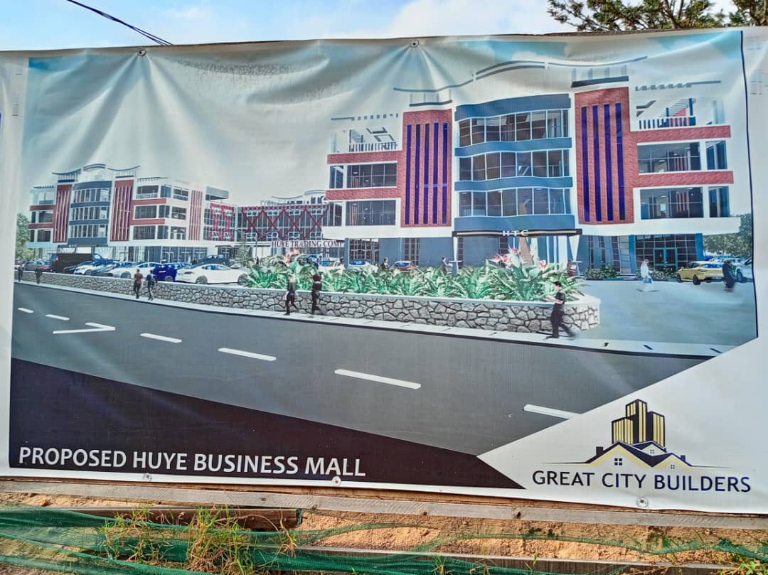 Igishushanyo mbonera kigaragaza uko iyi nzu y'ubucuruzi iri kubakwa izaba imeze