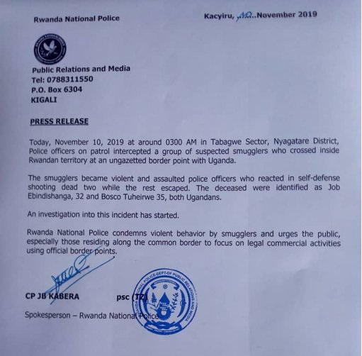 Itangazo rya Polisi y'u Rwanda