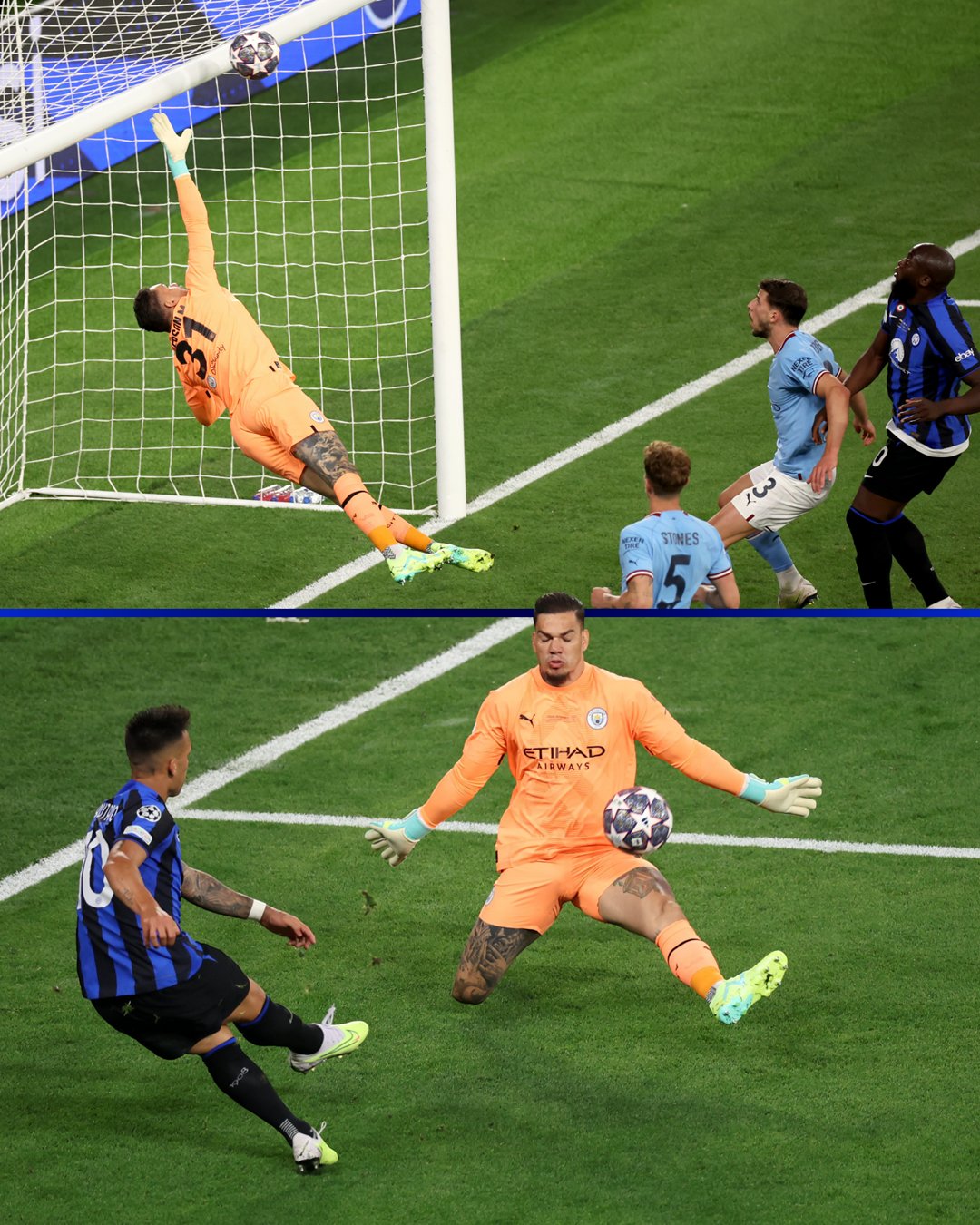 Uburyo umunyezamu wa Man City Ederson Moraes yakuyemo umupira atabara ikipe ye