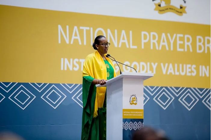 Madamu Jeannette Kagame mu masengesho yo gusabira igihugu aheruka kubera mu Rwanda tariki 12 Mutarama 2020