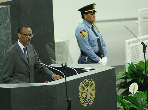 Perezida Kagame ageza ijambo ku bitabiriye inama rusange ya 68 y'Umuryango w'Abibumbye.