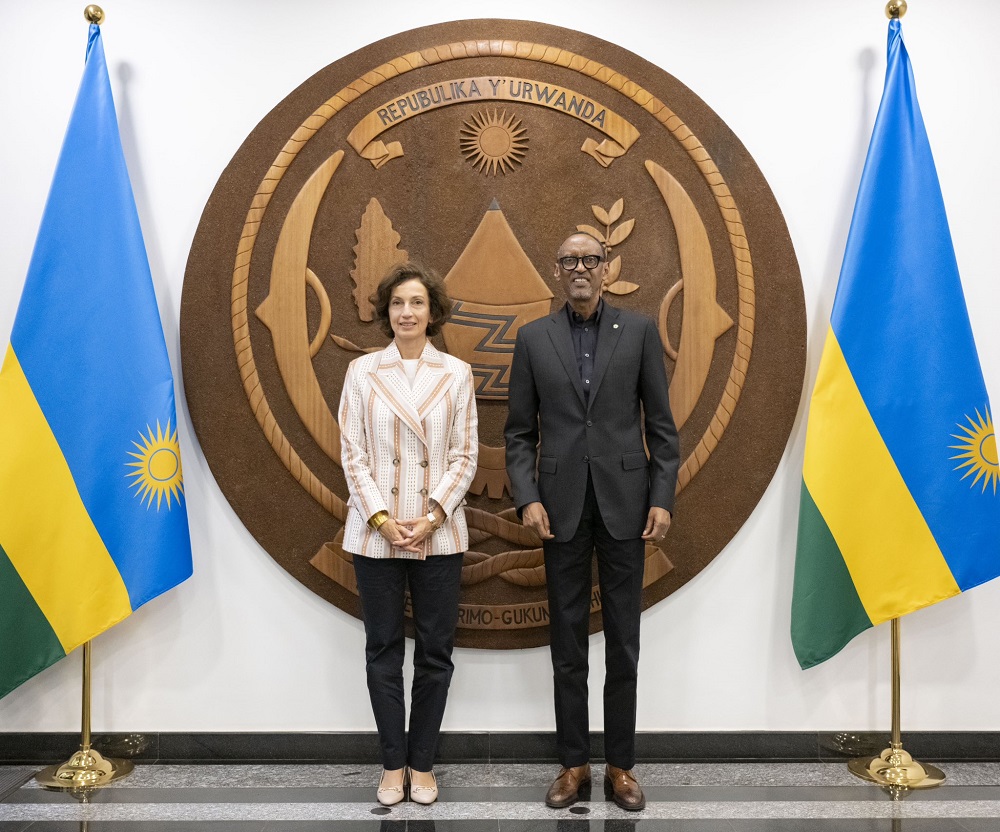 Umuyobozi Mukuru wa UNESCO, Audrey Azoulay ari kumwe na Perezida Kagame
