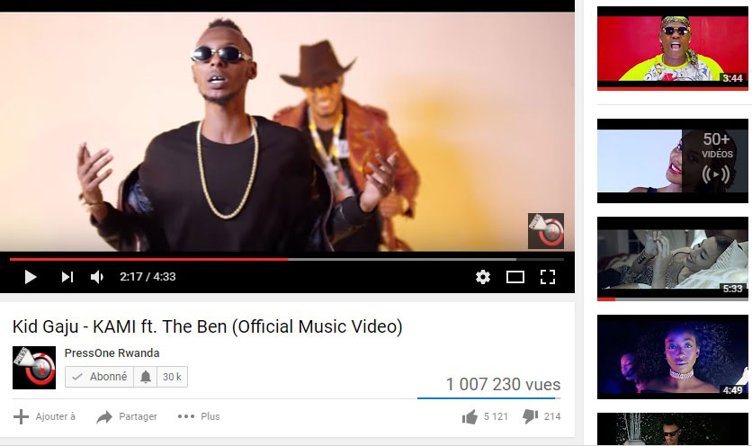 Ni ubwa mbere Kid Gaju agize indirimbo yarebwe n'abantu miliyoni muri YouTube 