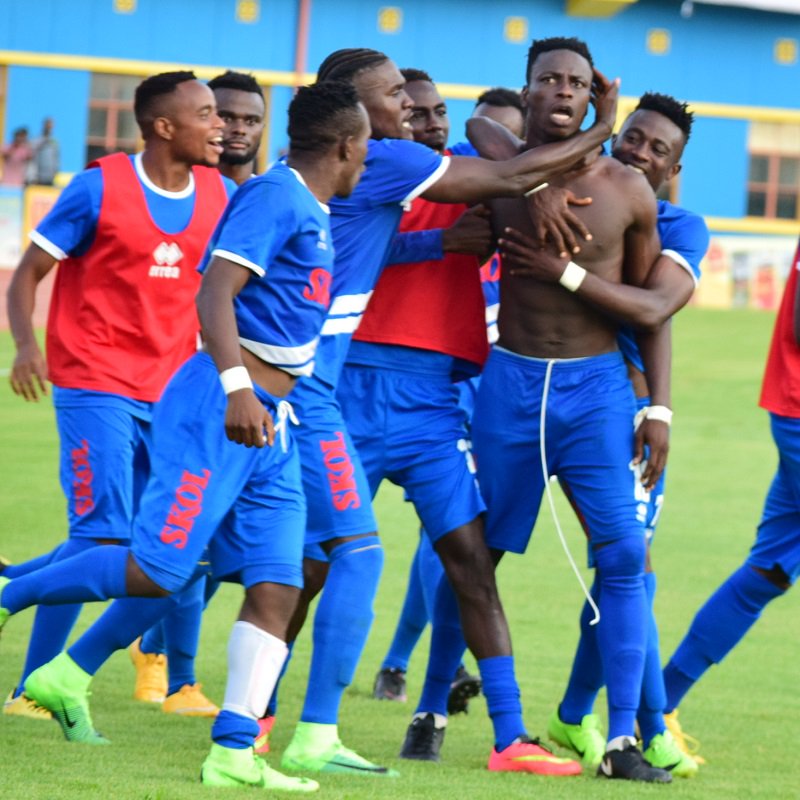 Michael Sarpong yishimira igitego yatsindiye Rayon Sports
