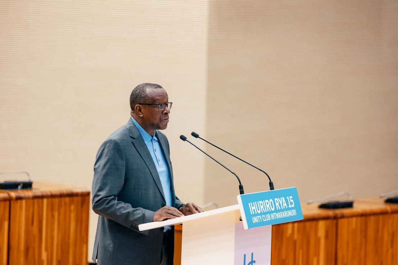 Minisitiri w'Ubumwe bw'Abanyarwanda n'Inshingano Mboneragihugu Dr. Jean Damascène Bizimana, yatanze ikiganiro cyagarukaga ku ishusho y'ubumwe n'ubudageranwa