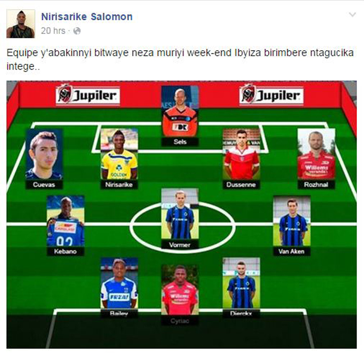 Salomon yishimiye ko yashyizwe mu ikipe y'icyumweru