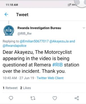 RIB yatangaje ko umumotari arimo gukurikiranwa
