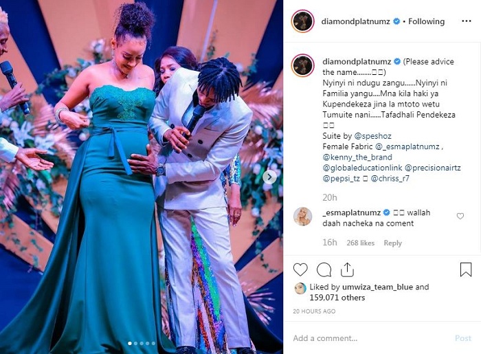 Aha Diamond yerekanaga ko Tanasha amutwitiye, asaba abafana kumufasha gushaka izina ry'umwana