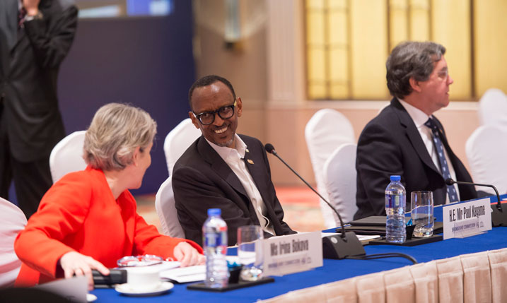 Perezida Kagame mu nama ya Broadband Commission.