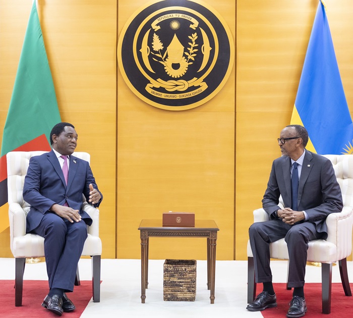 Perezida Kagame yakiriye mugenzi we wa Zambia Hakainde Hichilema